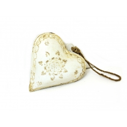 Serce metalowe ręcznie malowane 15cm Białe